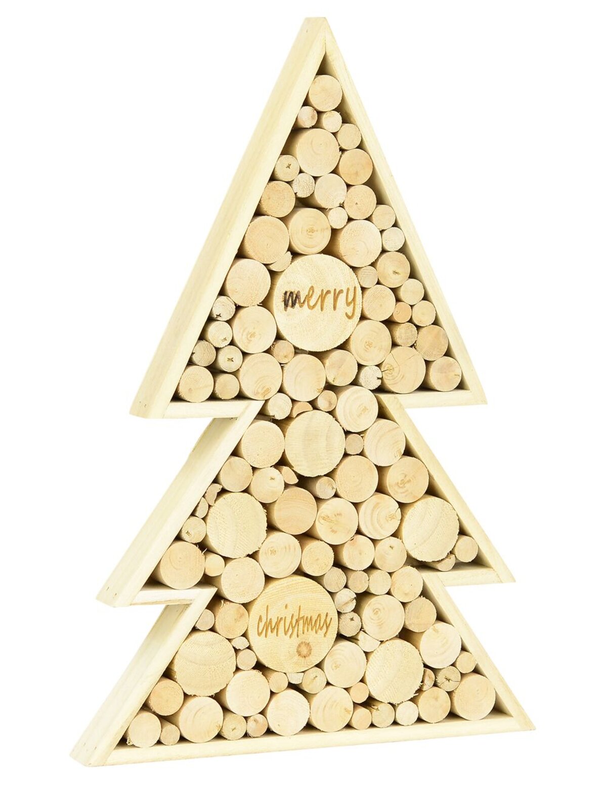 Natural Wood Christmas Tree Standing Ornament - 40cm