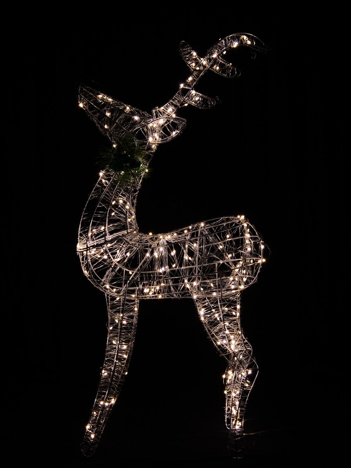 Neutral White LED String Light 3D Reindeer Display - 1.1m