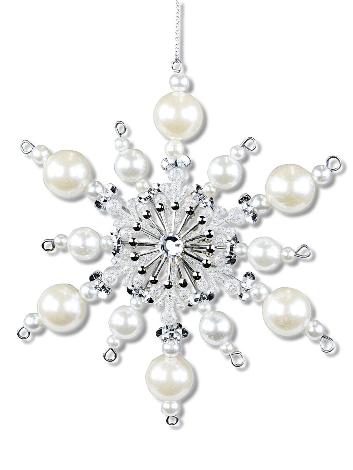 Pearl Filigree Star Snowflake Whimsical Essential Ornament | 15cm