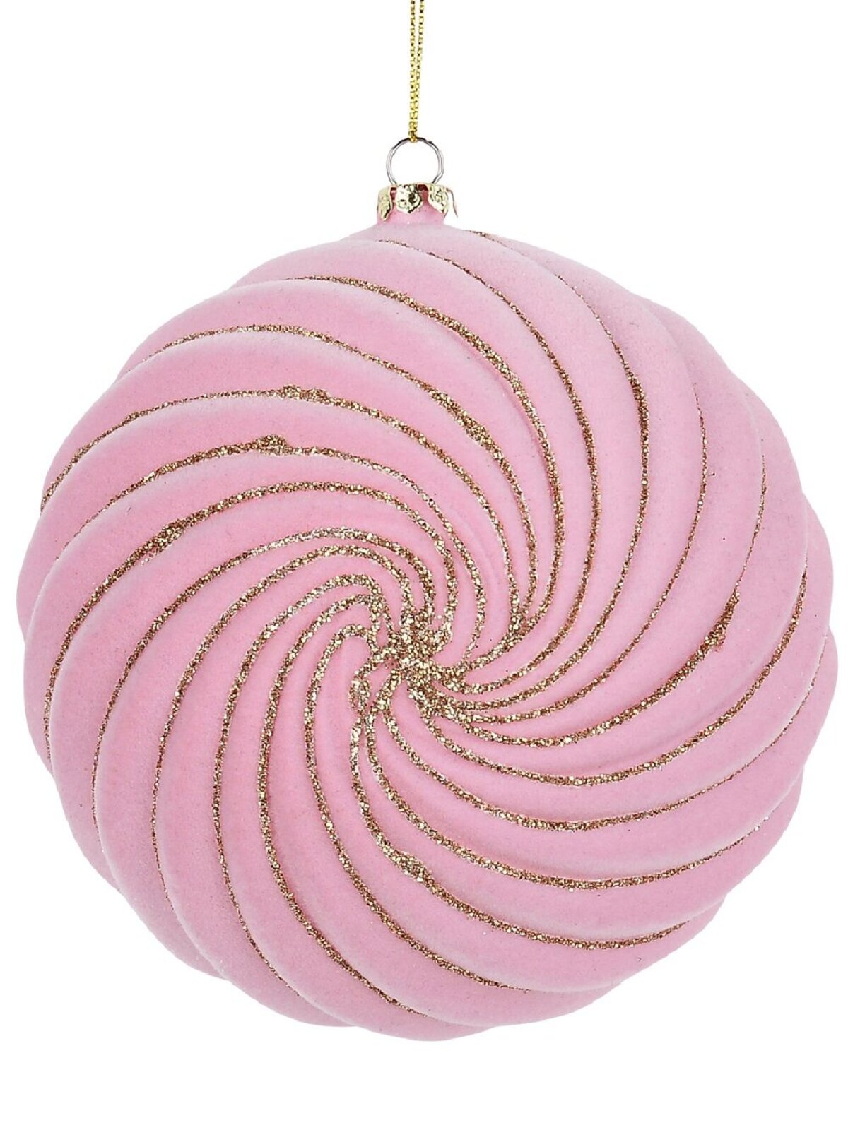 Pink Dynamic Signature Shiny Textured Whirlpool Glitter Bauble | 12cm