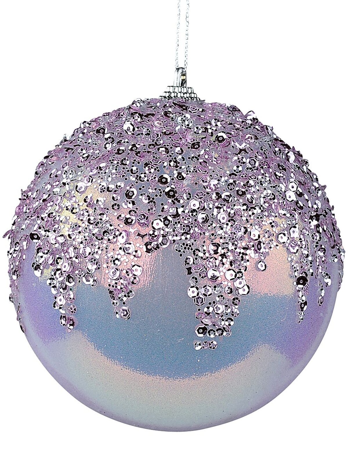 Pink Lustrous Signature Sequin Icicle Bauble | 12cm