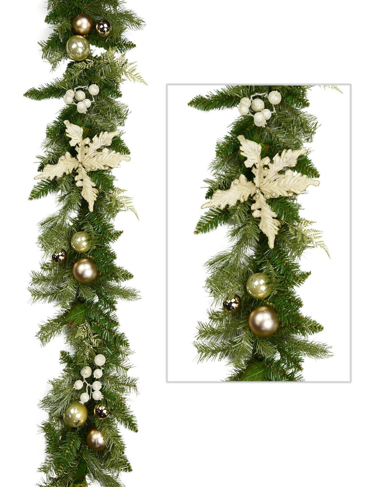 Pre-Decorated Antique Gold Bauble Garland - 2.3m
