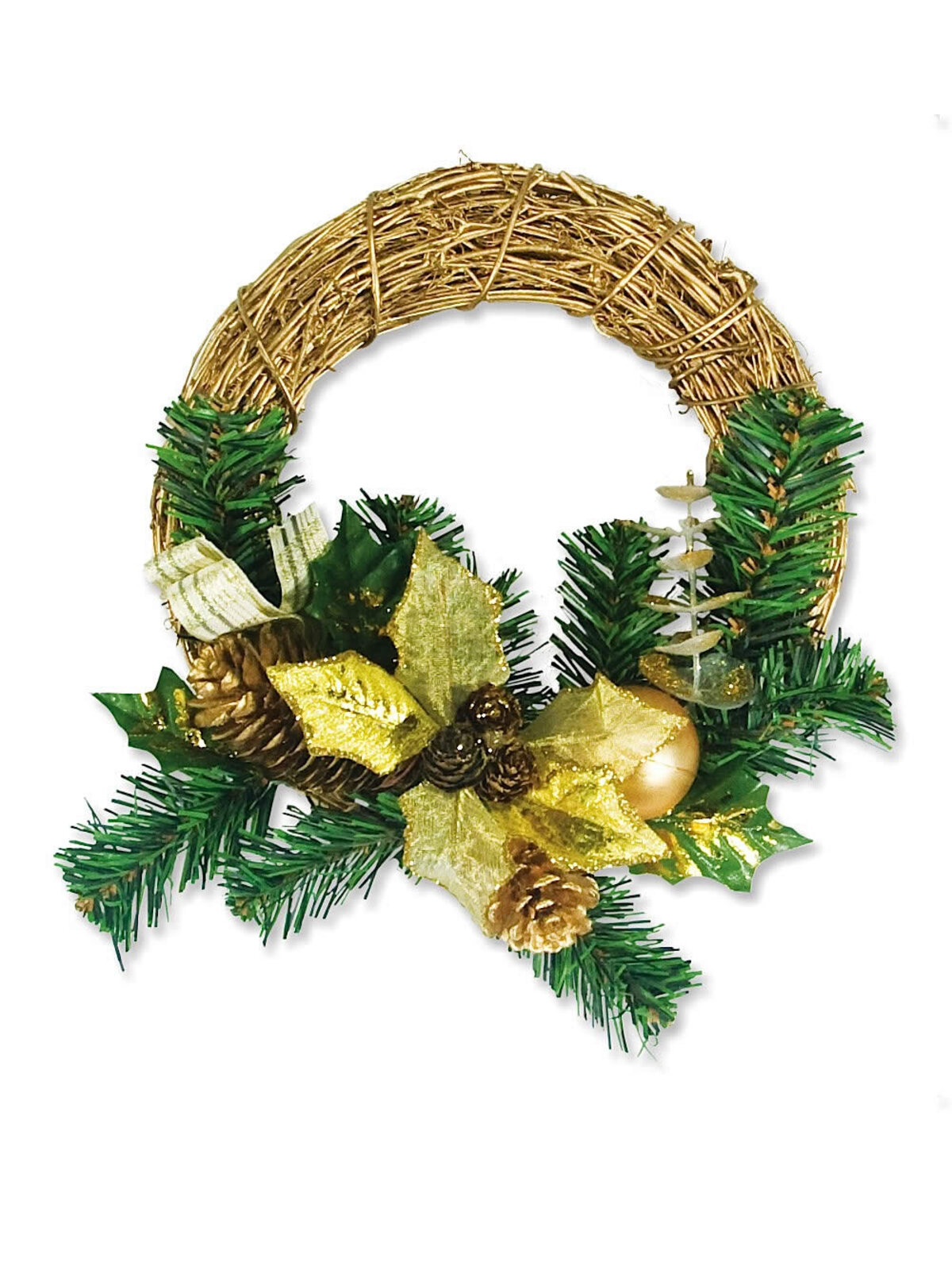 Pre-Decorated Gold Wire Spun Wreath - 24cm