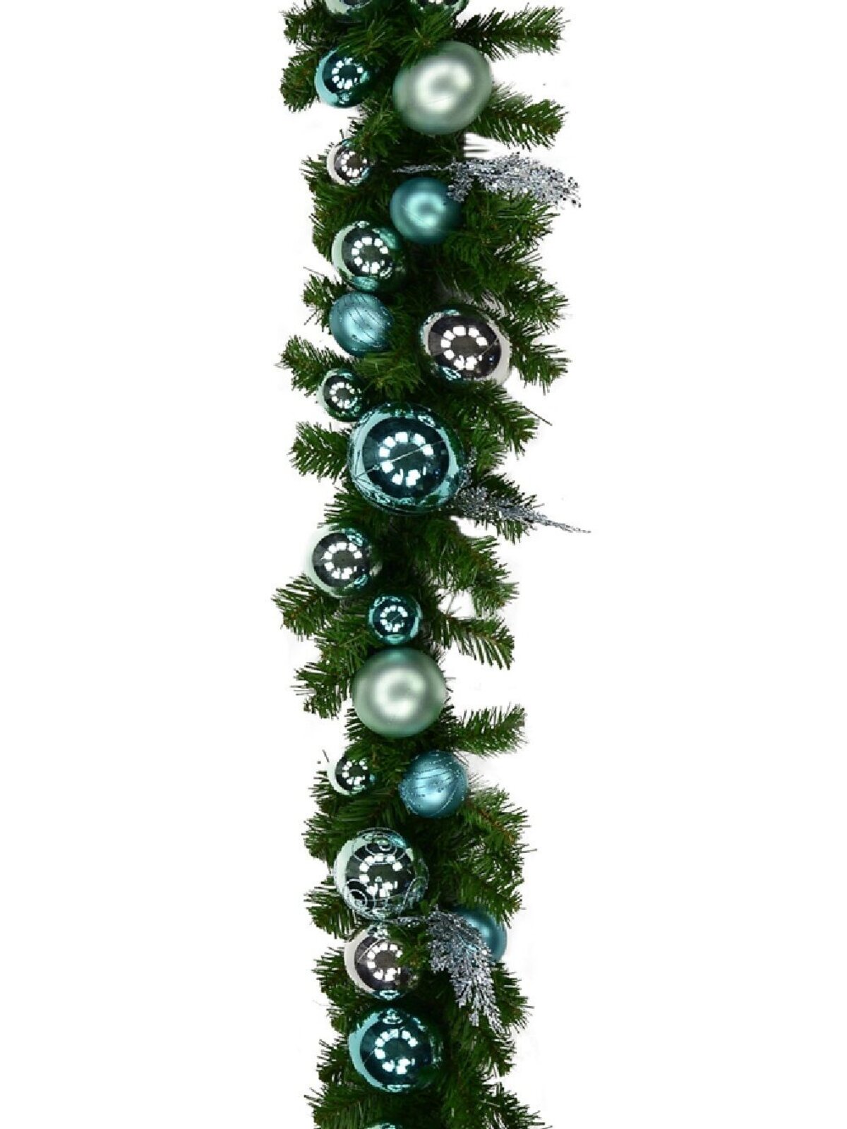 Pre-Decorated Tiffany Inspired Bauble & Pine Garland - 2.7m