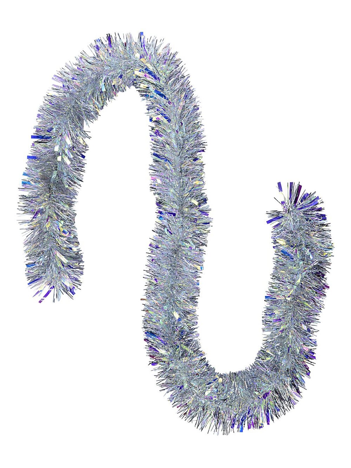 Premium 9ply Silver Iridescent Thick and Thin Fir Christmas Tinsel | 2m x 11cm