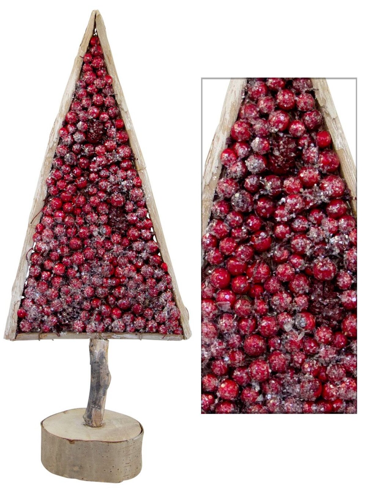 Red Berry Filled Wooden Framed Tree Ornament - 46cm