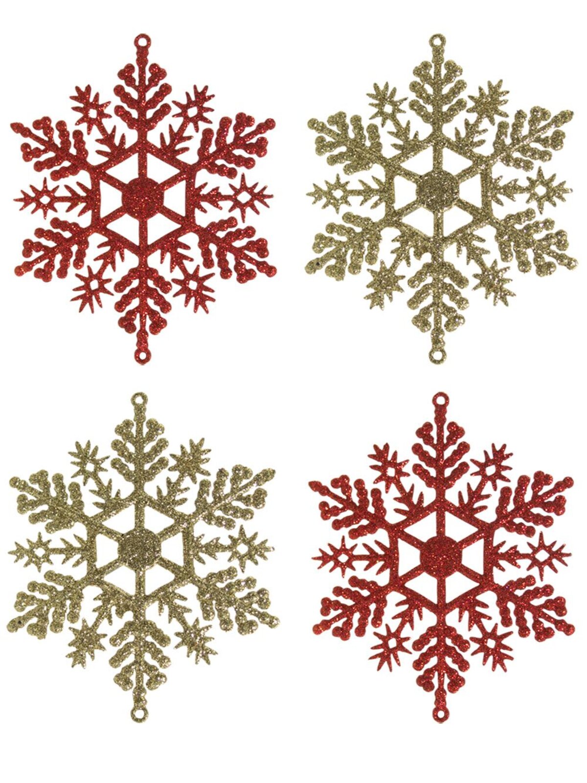 Red & Gold Snowflake Hanging Decorations - 12 x 10cm
