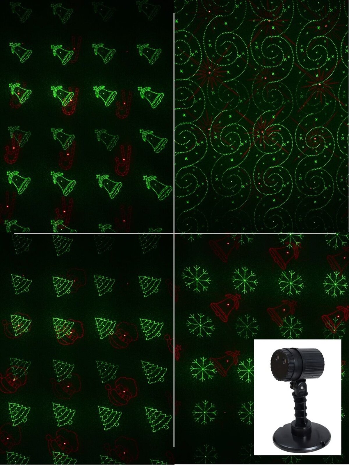 Red & Green 12 Patterned LED Christmas Garden Laser Light | 12m x 12m