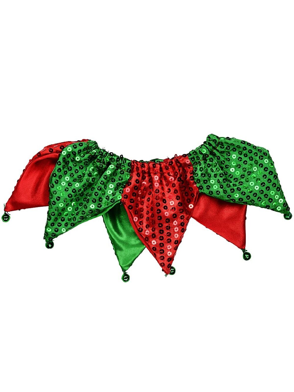 Red & Green Dog Jester Collar With Sequins & Bells | Small To Medium