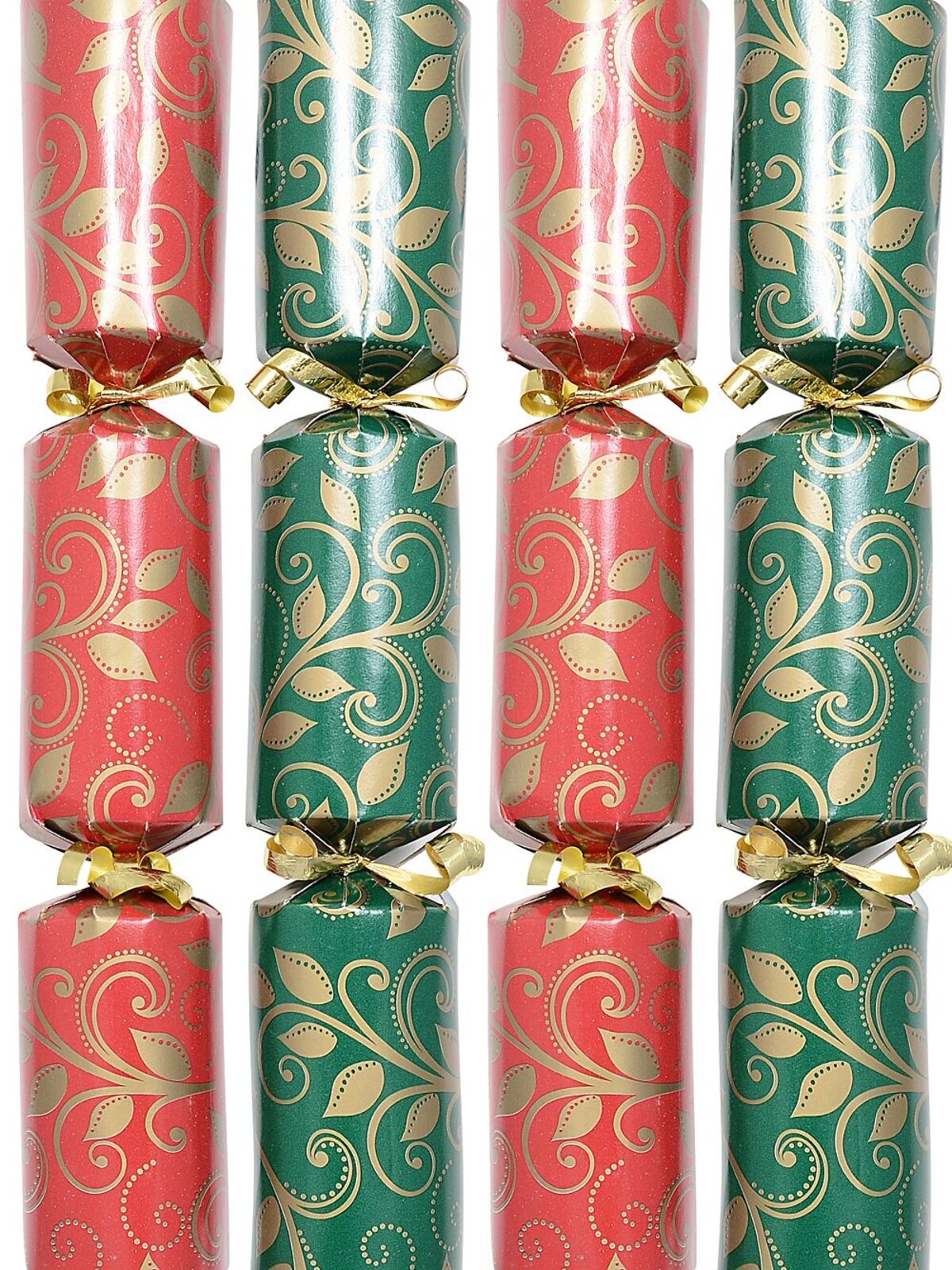 Red & Green With Gold Leaf Stems Pattern Christmas Bon Bons - 100 x 26cm