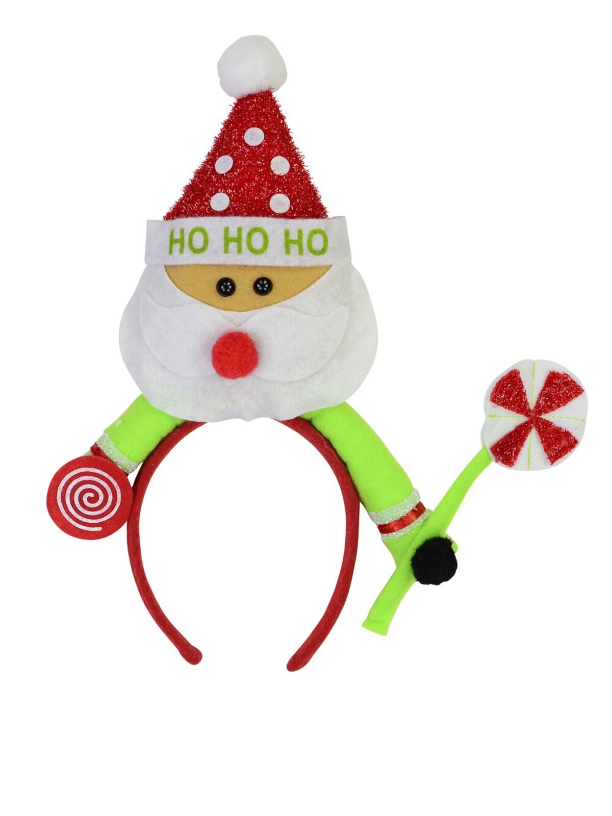 Red Headband with Santa Holding Lollypop - 34cm