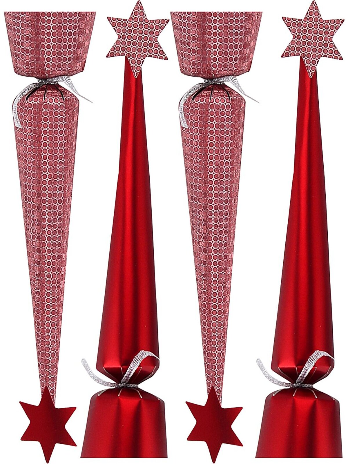 Red Matte & Shiny Circle Pattern Christmas Tree Cracker Bon Bons - 8 x 26cm