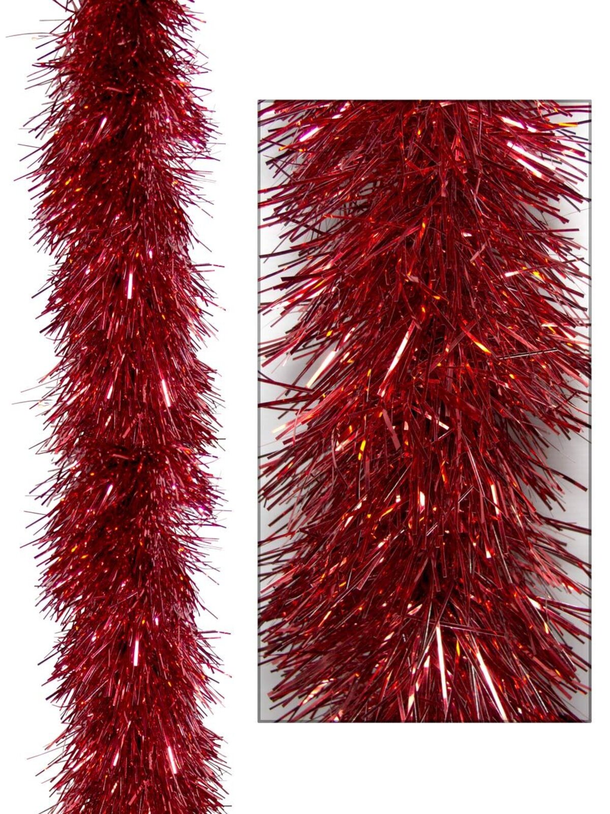 Red Metallic 8ply Tinsel Garland - 15cm x 5.5m