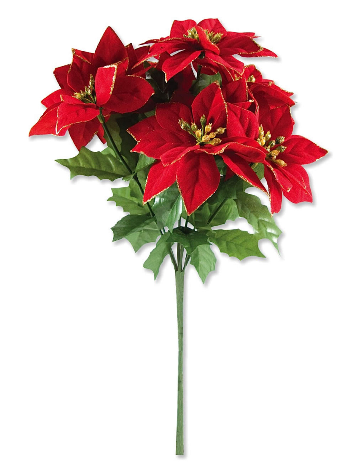 Red Poinsettia Bush Decorative Pick - 36cm