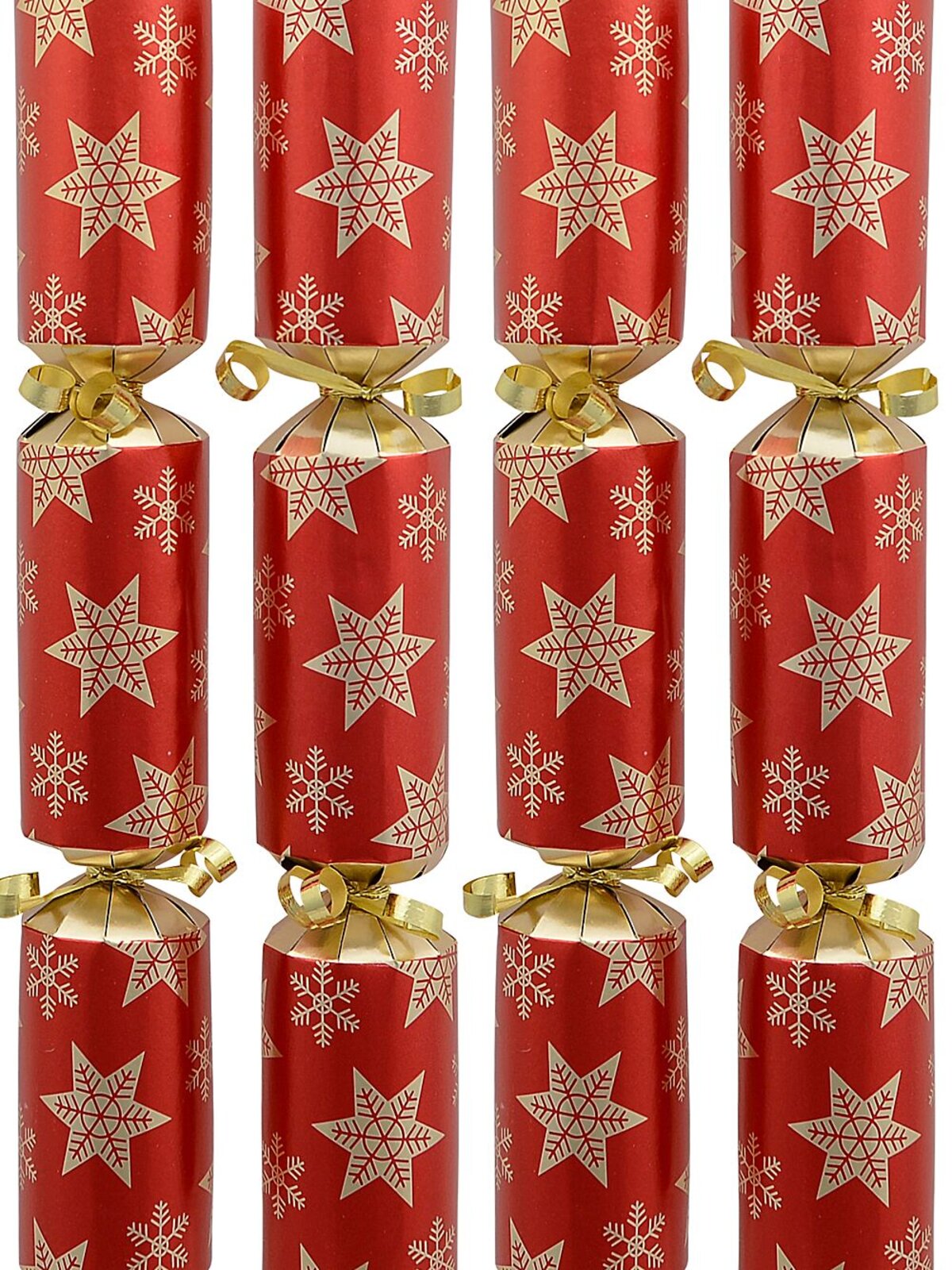 Red & Shiny Gold Stars & Snowflakes Christmas Cracker Bon Bons - 50 x 26cm