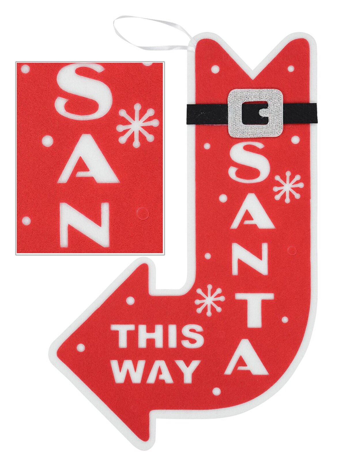 Red & White Dacron Santa This Way Motif - 55cm