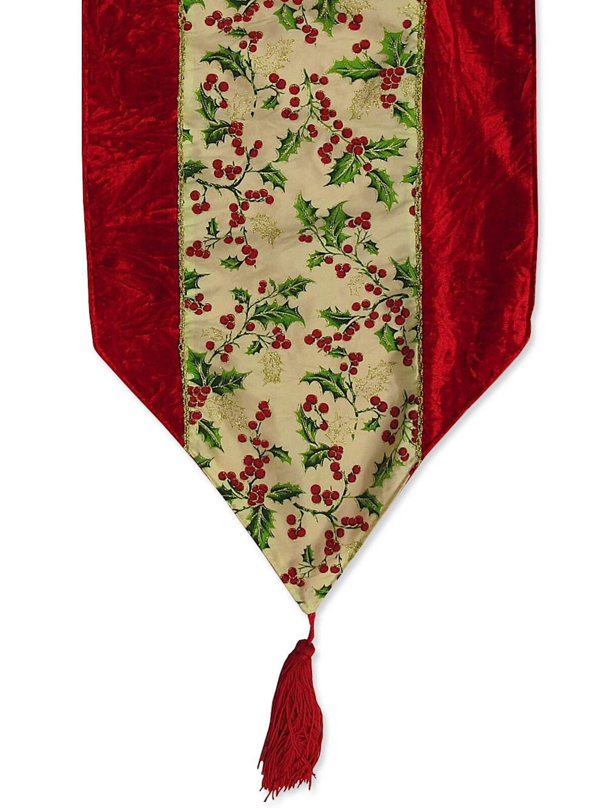 Red With Velvet & Holly Table Runner - 1.7m