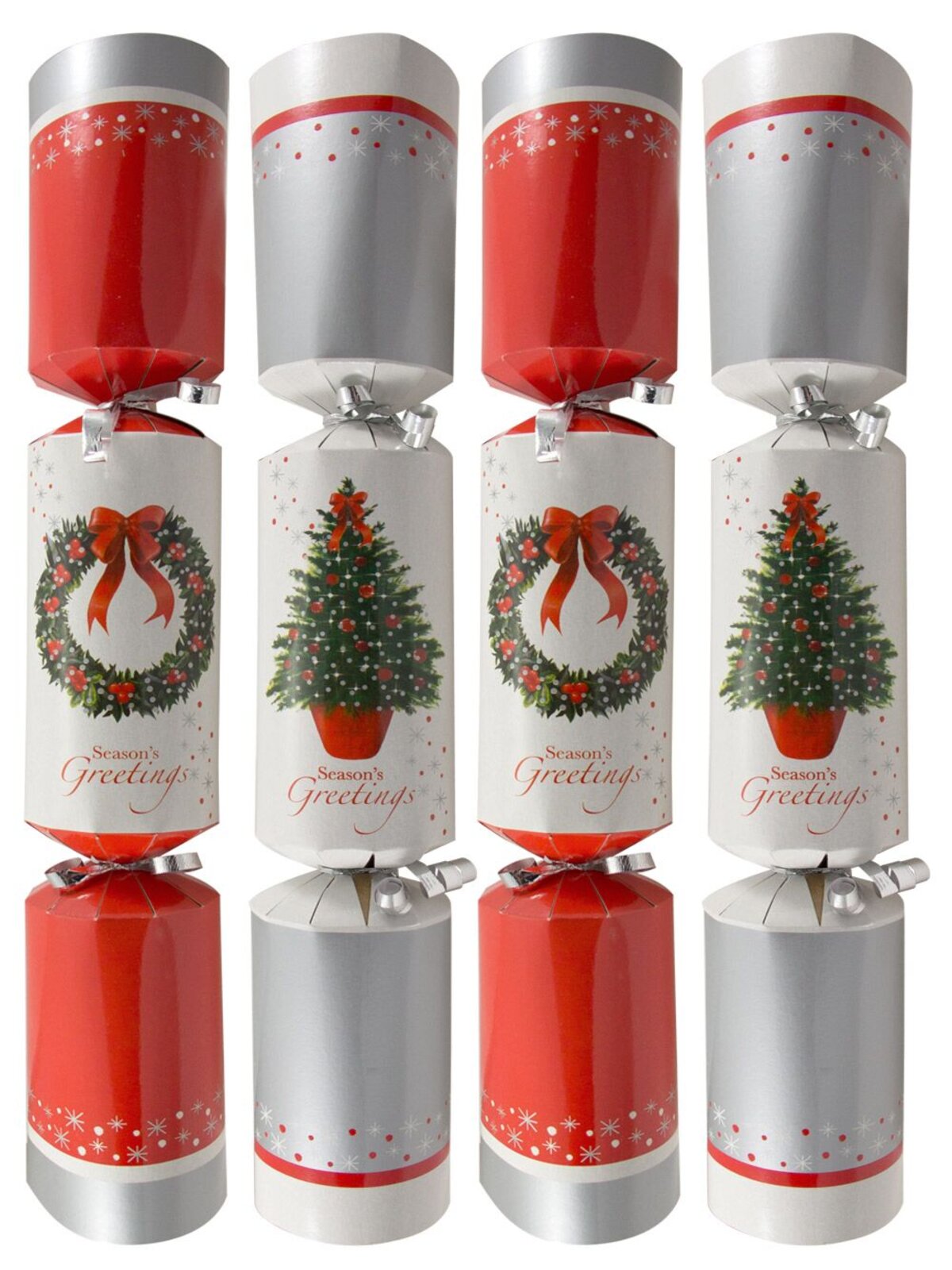 Red With Wreath & Silver With Tree Bon Bons - 12 x 35cm