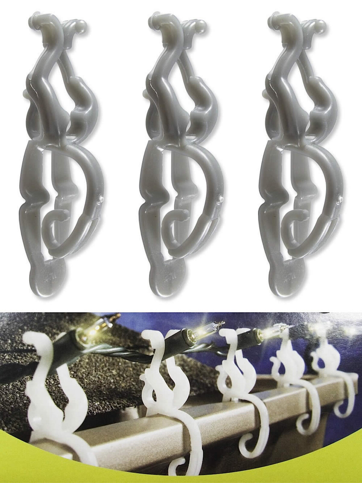 Reusable Outdoor Universal Gutter Clips Christmas Light Accessory - 52 Pack
