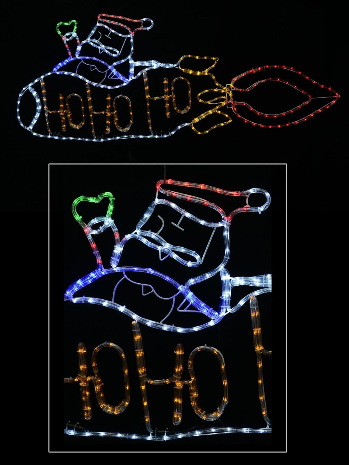 Rocket Man ' Ho Ho Ho ' Santa Rope Light Silhouette - 1.6m