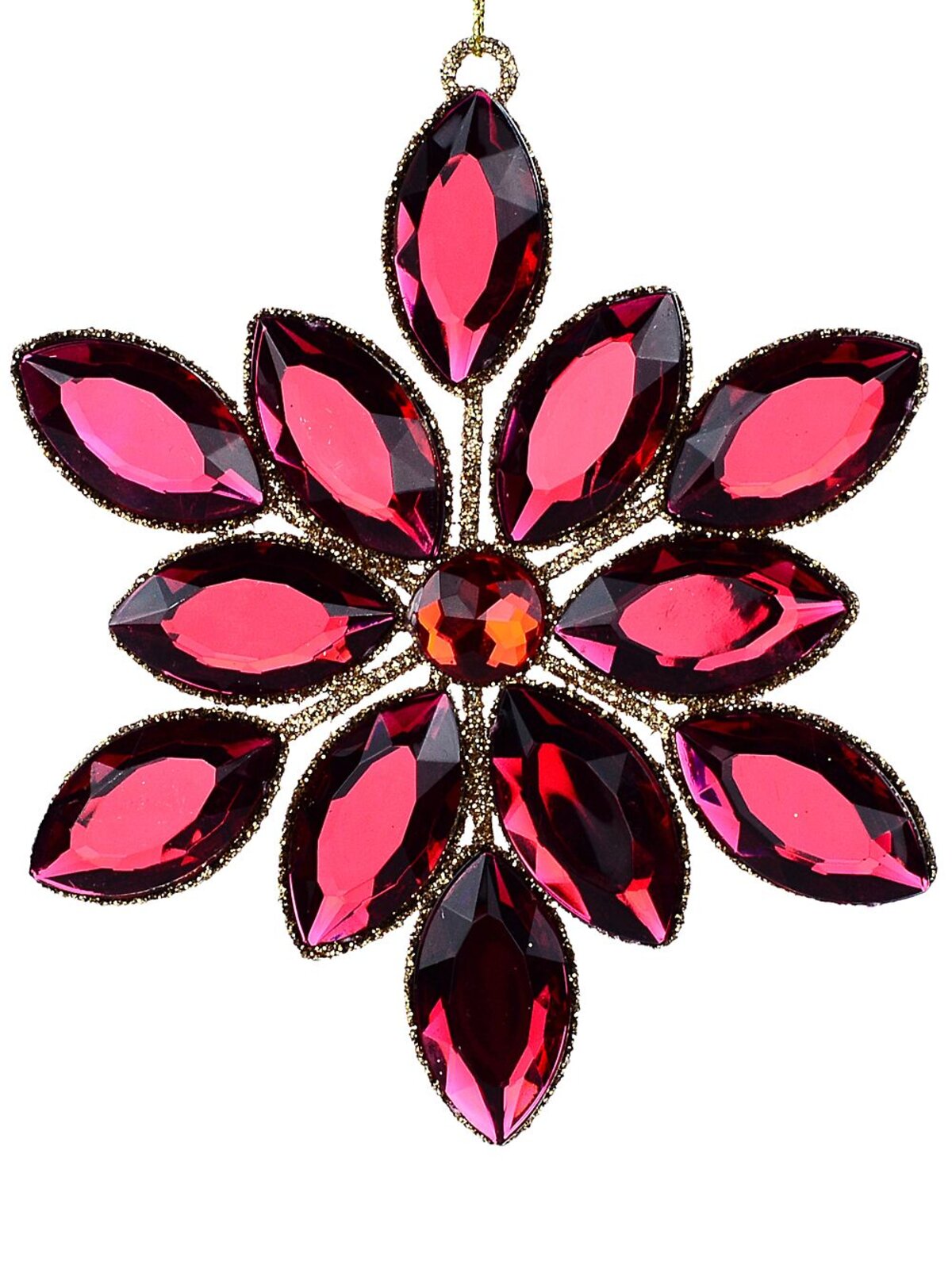 Ruby Red Oval Jewelled Radiant Floral Essential Ornament | 11cm