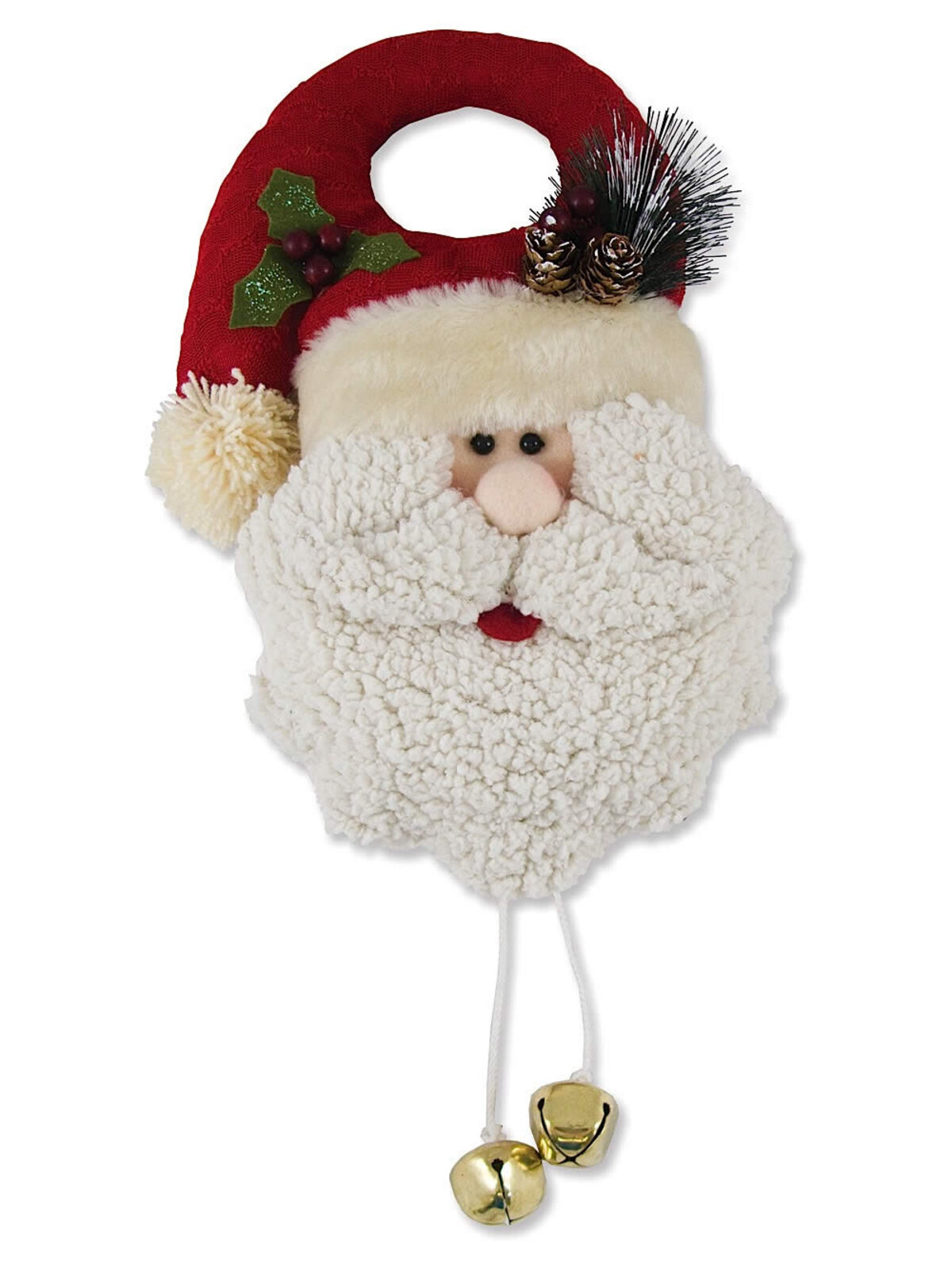 Santa Face Door Decoration With Bells Hanging Ornament - 48cm