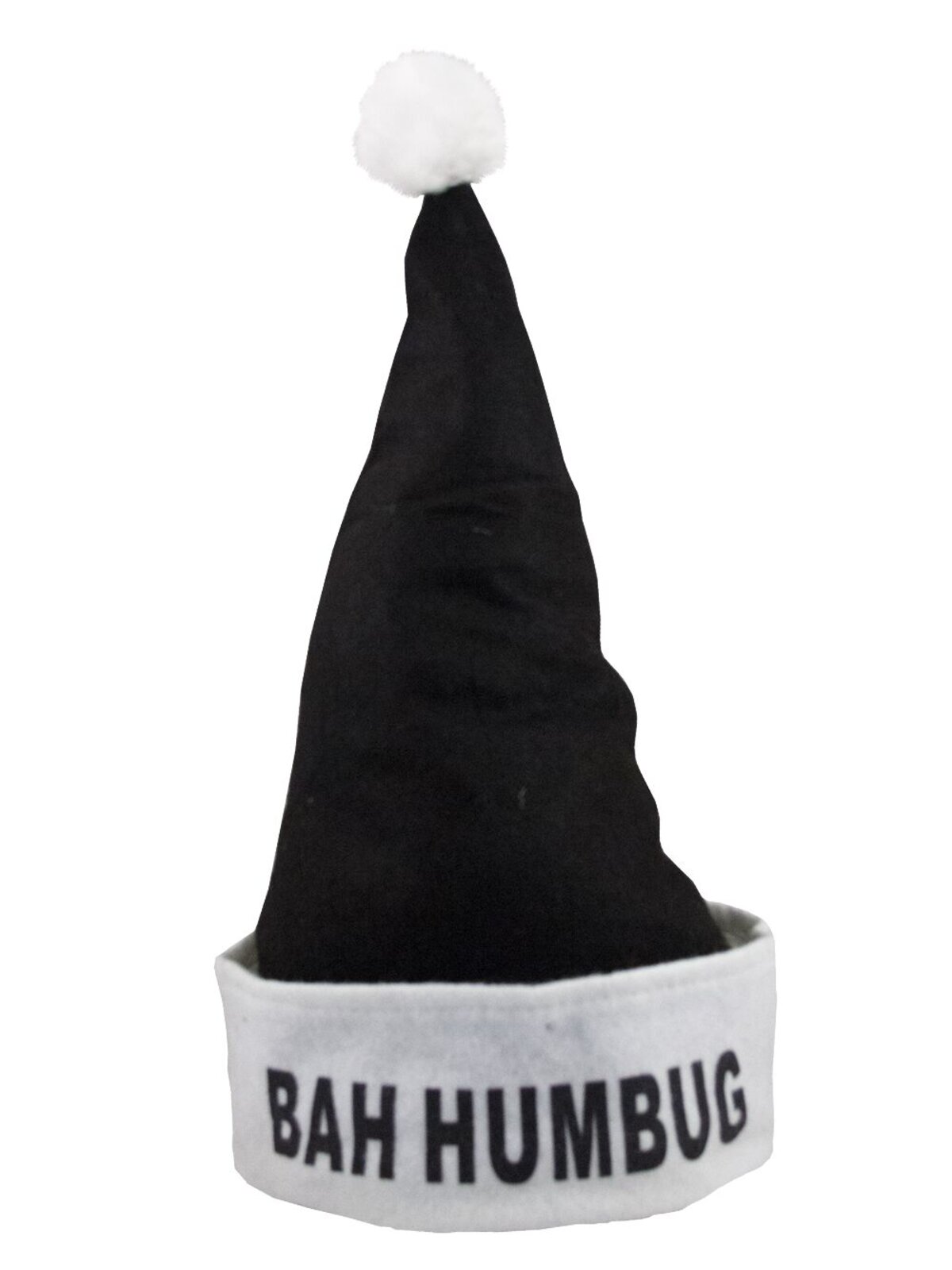 Santa Plush Black Hat With Bah Humbug - 40cm