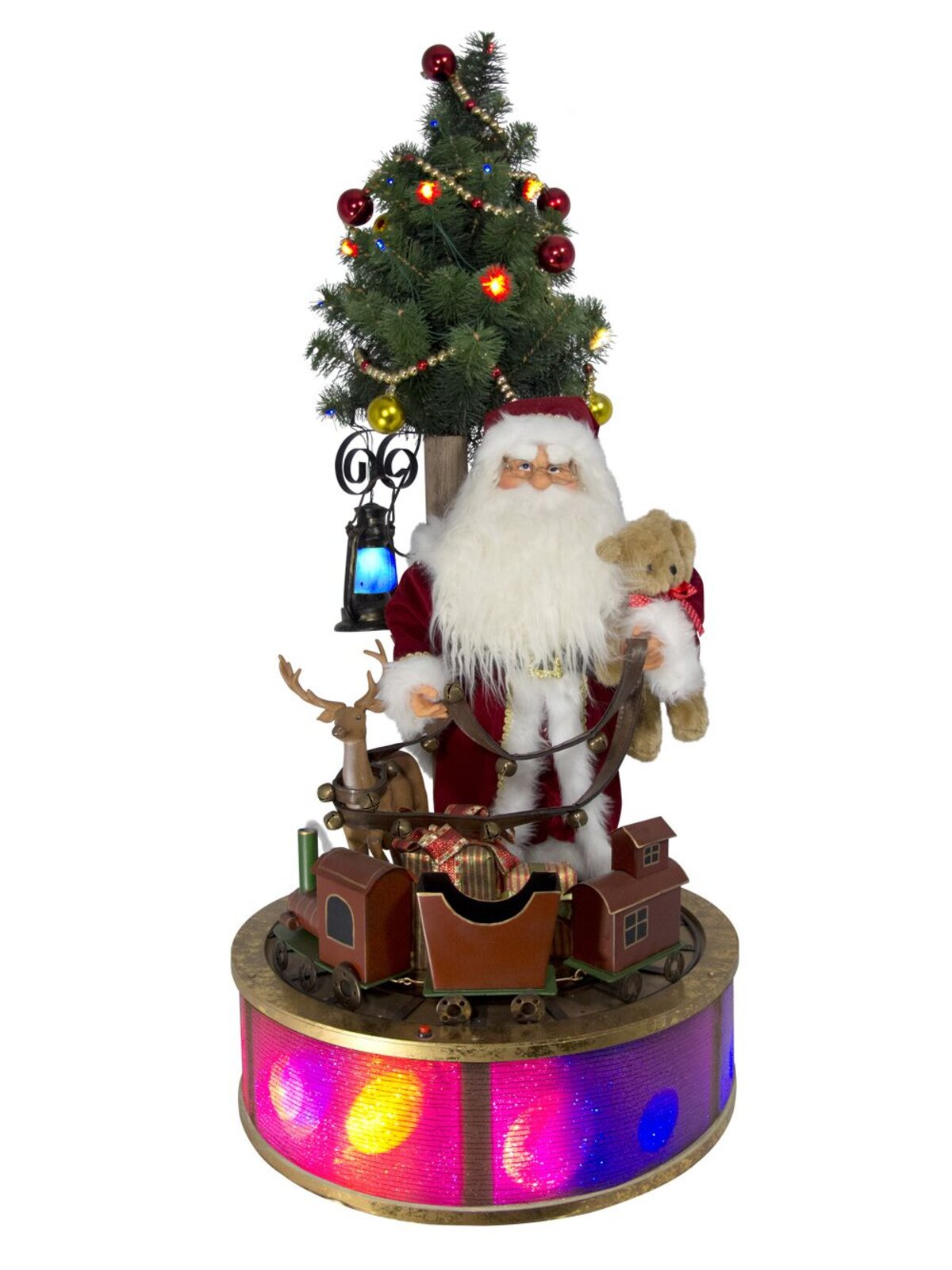 Santa With Tree Deer & Train Musical Illuminated Animation - 1.1m