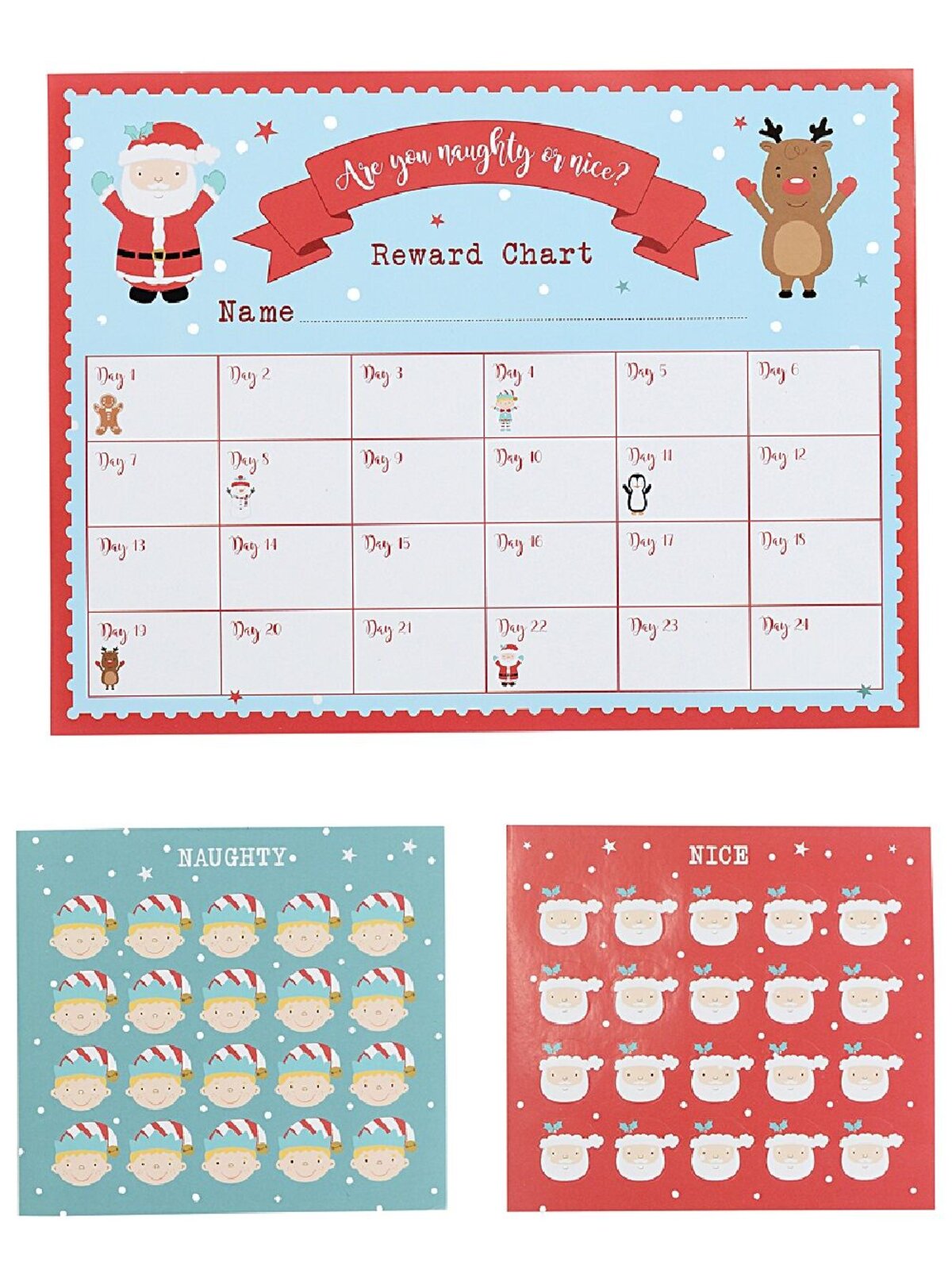 Santa's Naughty Or Nice Reward Chart | 24 Day Behaviour Kit With Stickers
