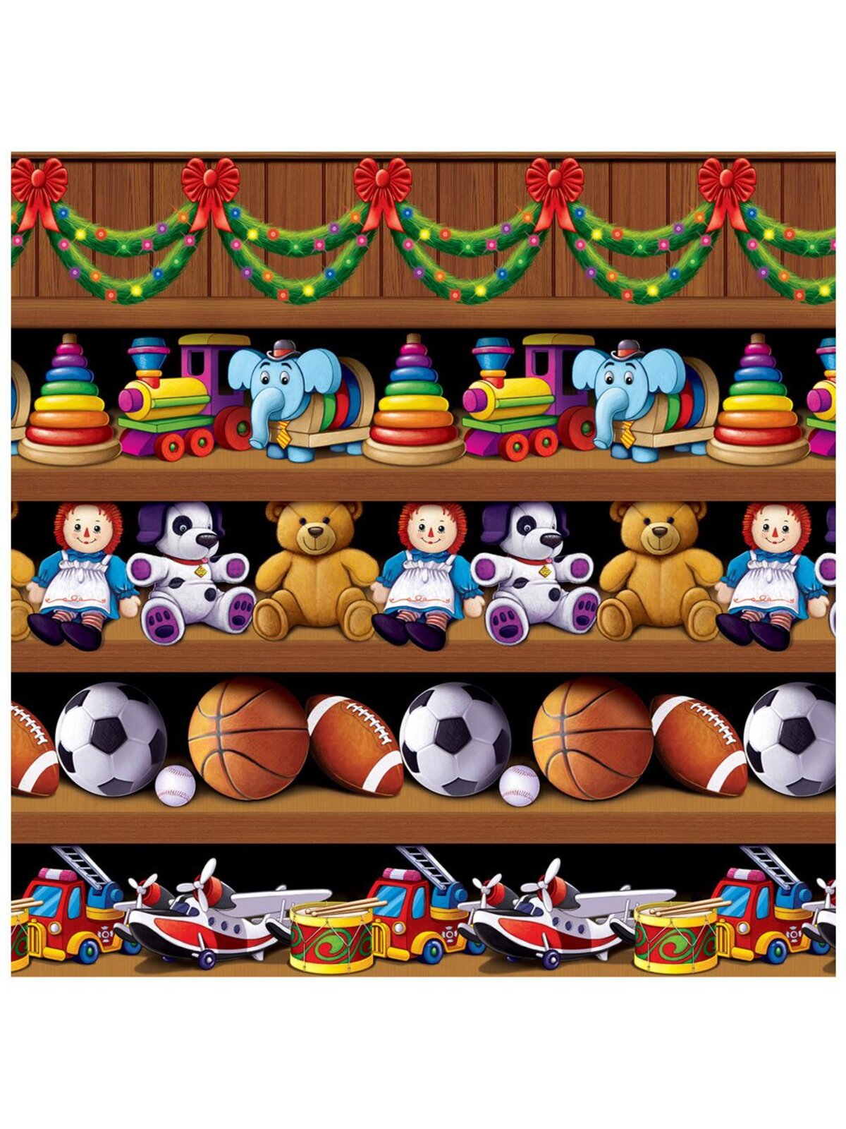 Santa's Workshop Backdrop Wall & Window Decoration - 9.1m