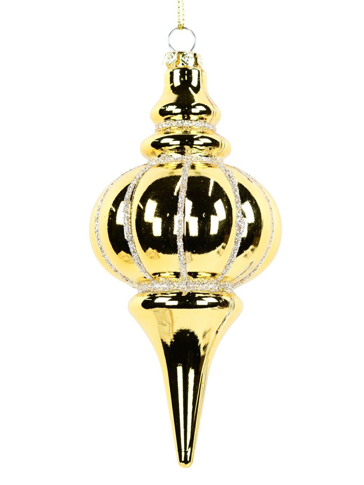 Shiny Gold & Champagne Glitter Lustrous Signature Finial Drop | 12cm