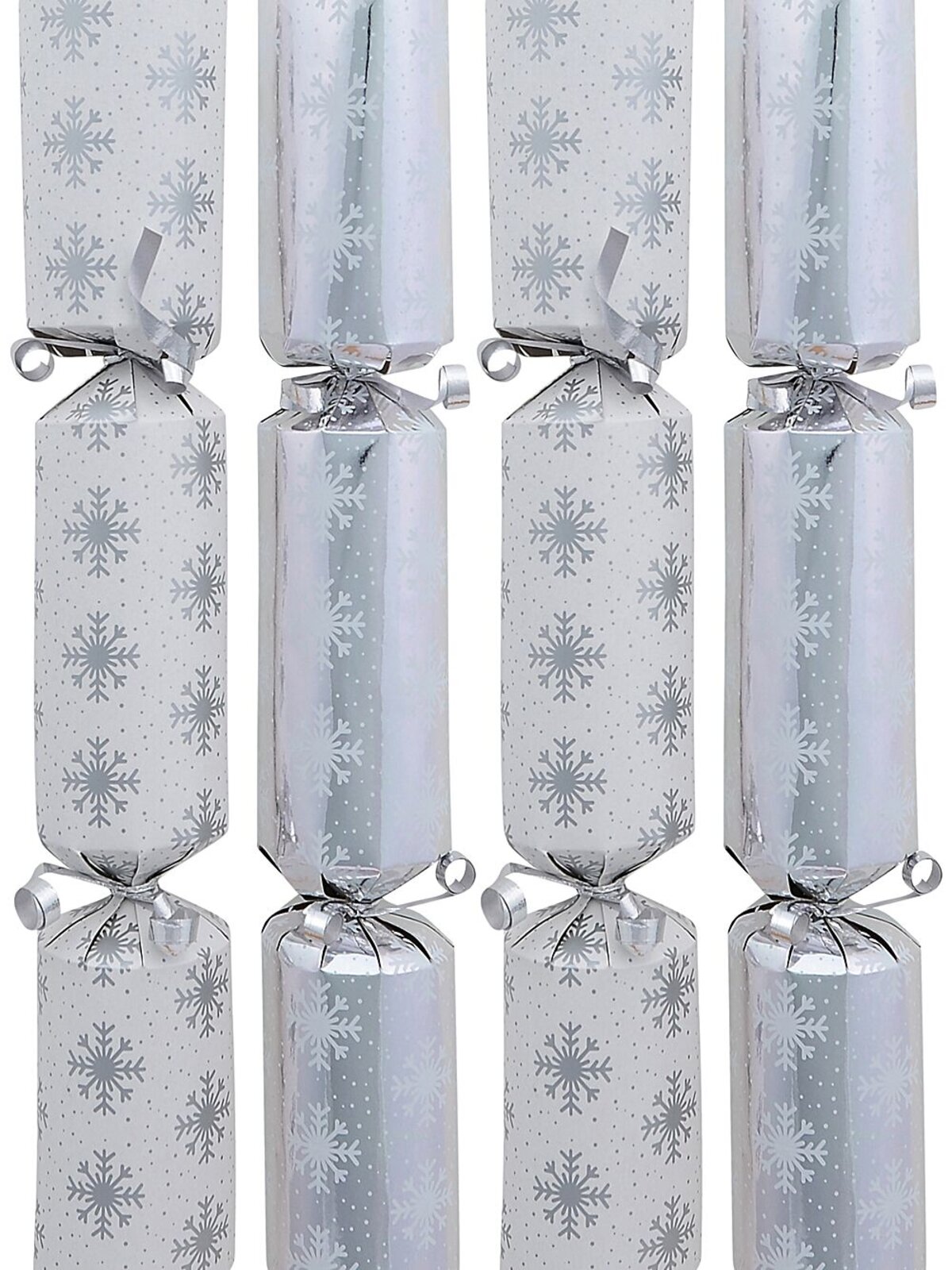 Shiny Silver & White Snowflakes & Dots Christmas Cracker Bon Bons - 50 x 26cm
