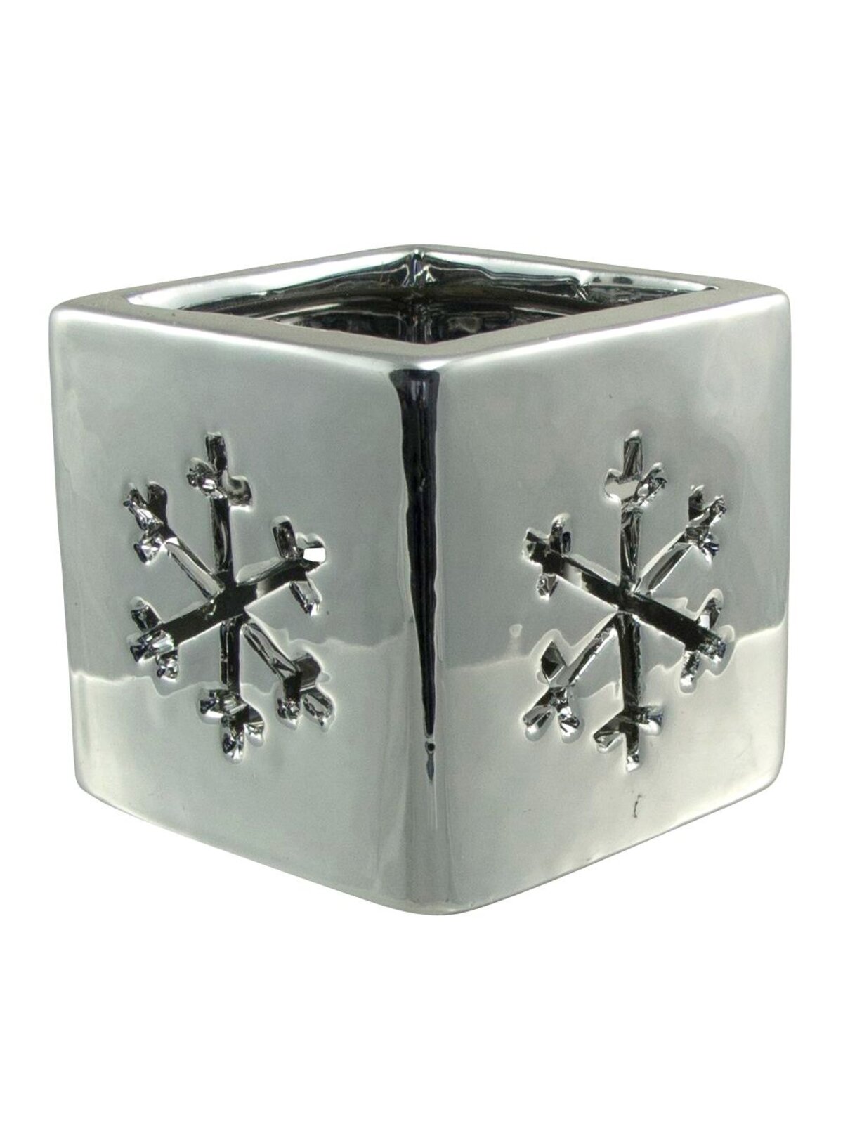 Shiny Winter Ceramic Snowflake Tea Light Holder - 80mm