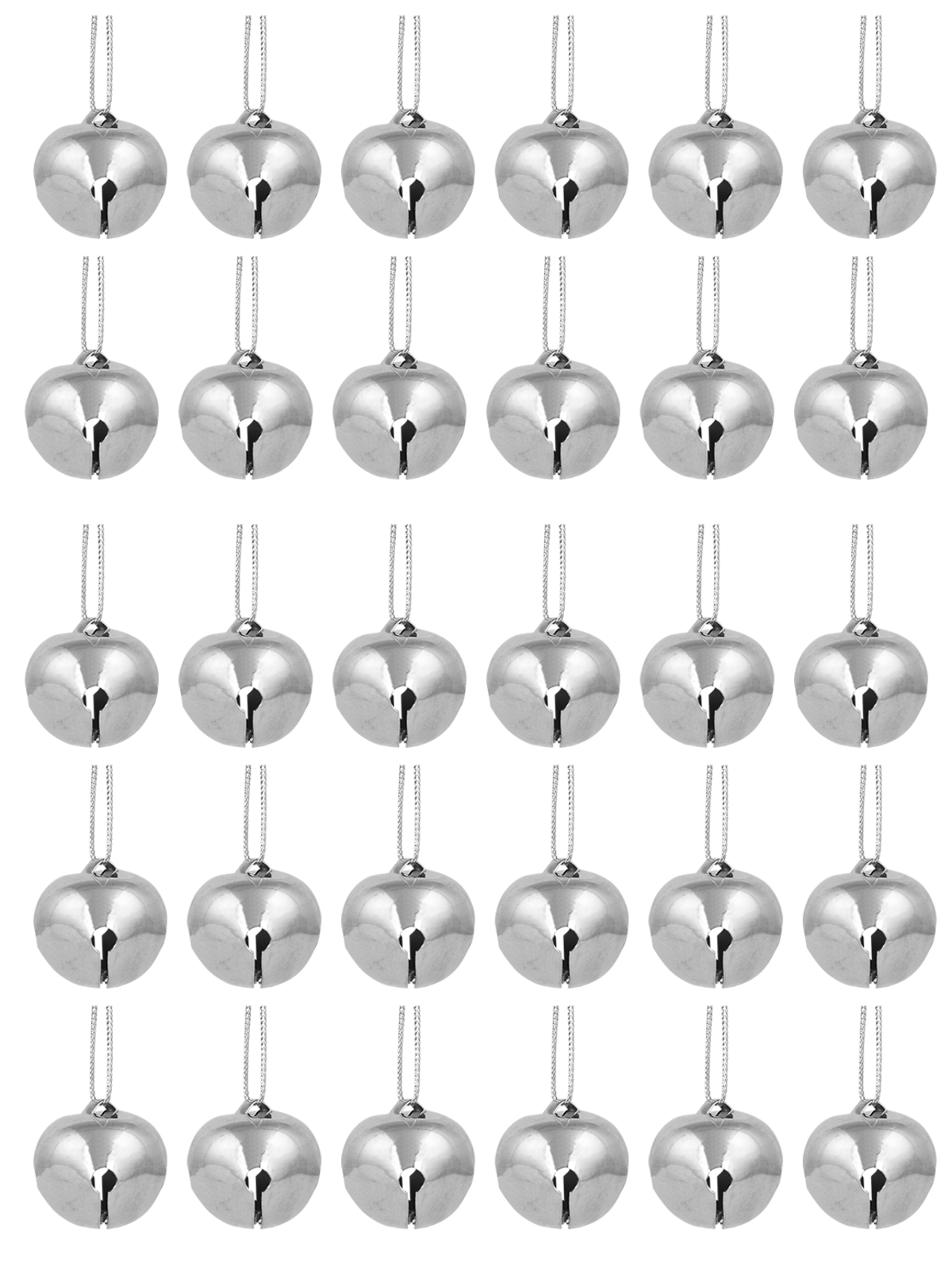 Silver Functioning Iron Bells Christmas Tree Hanging Decorations - 30 x 25mm