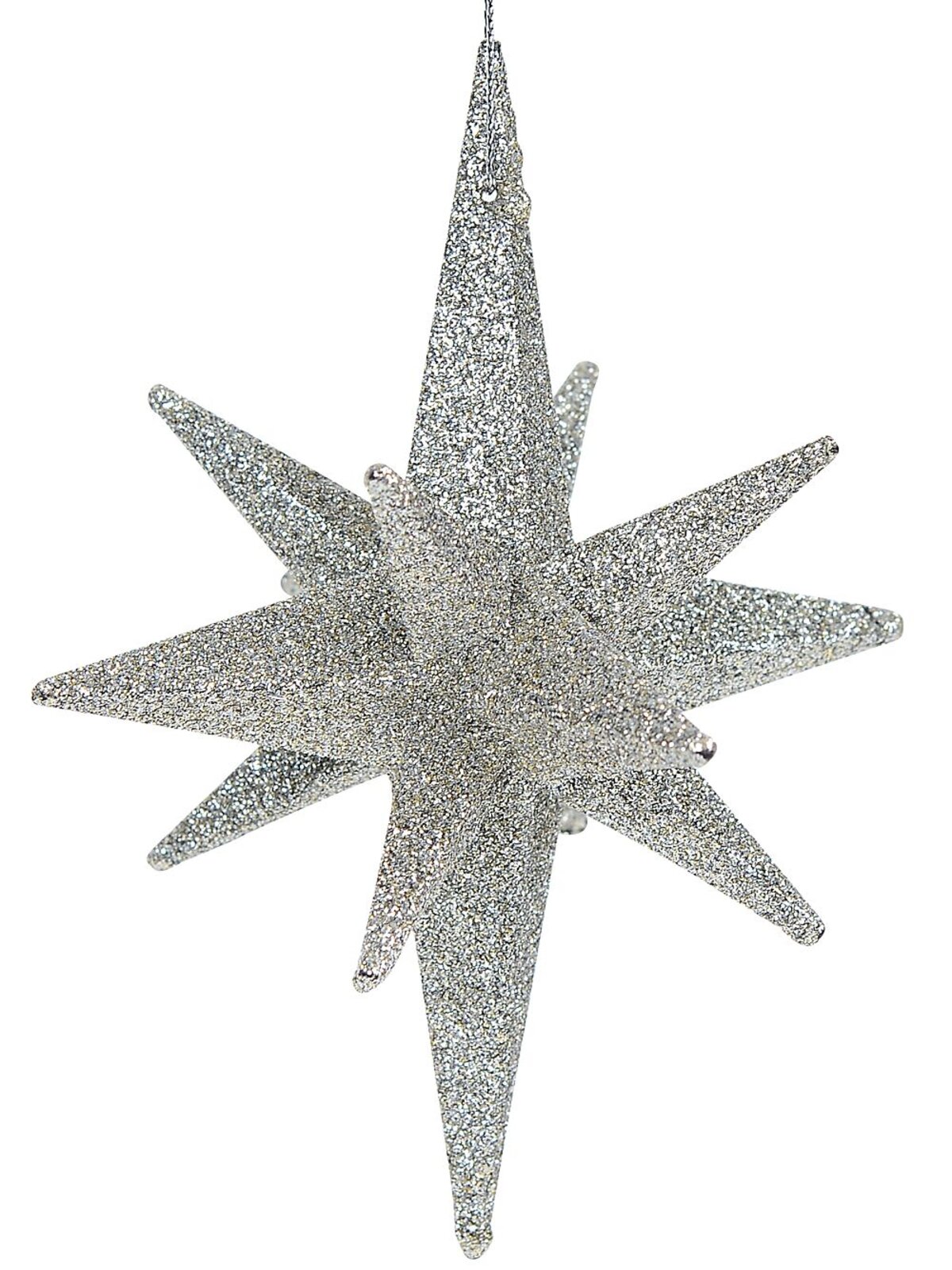 Silver Glitter 3D Star Of Bethlehem Whimsical Essential Ornament | 14cm