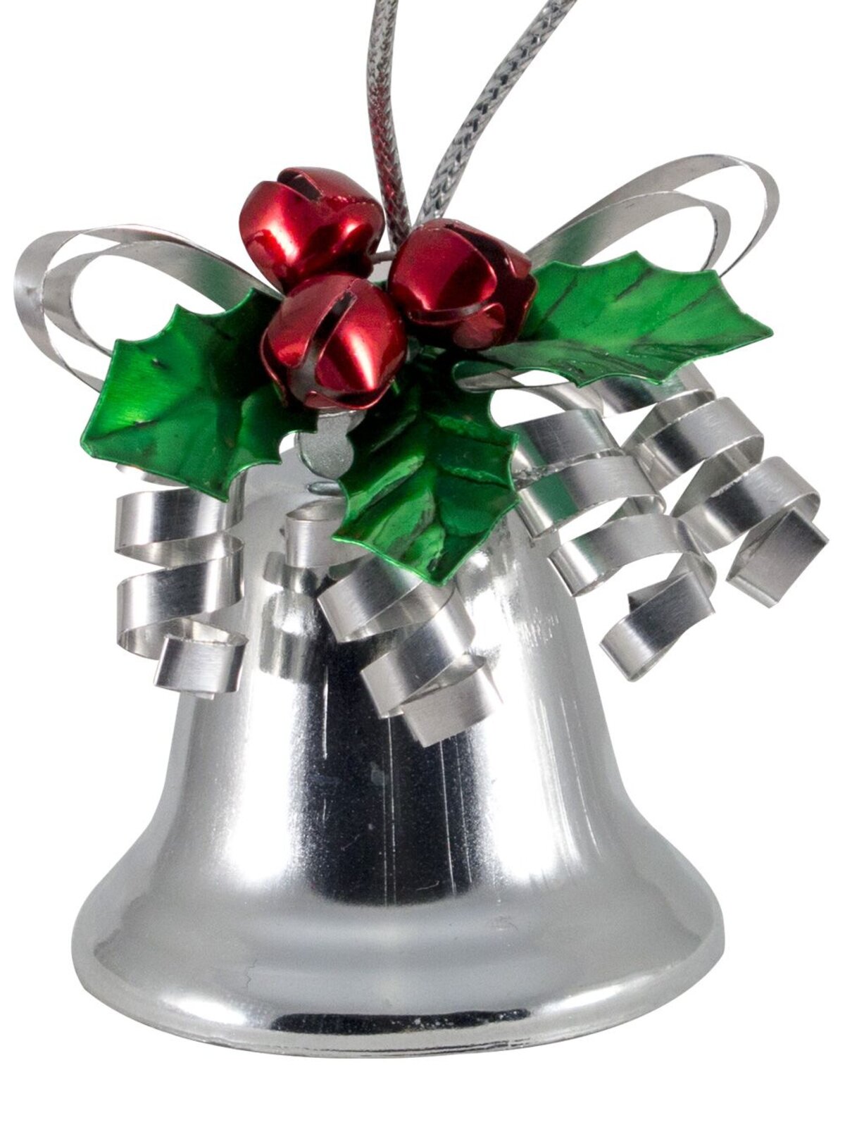 Silver Hanging Bells With Decoration - 6 x 60mm
