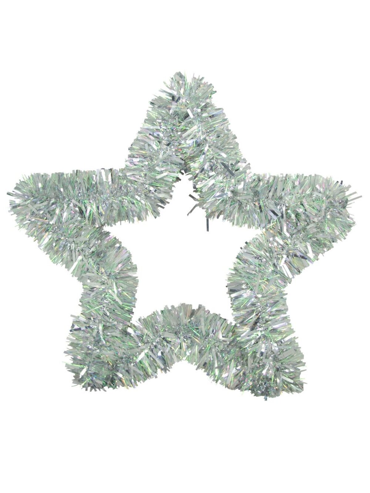 Silver Metallic Tinsel Star Hanging Decoration - 48cm