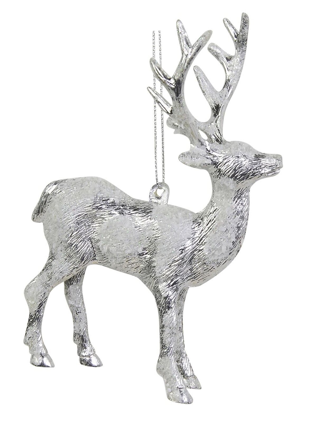 Silver Standing Deer Hanging Ornament - 80mm