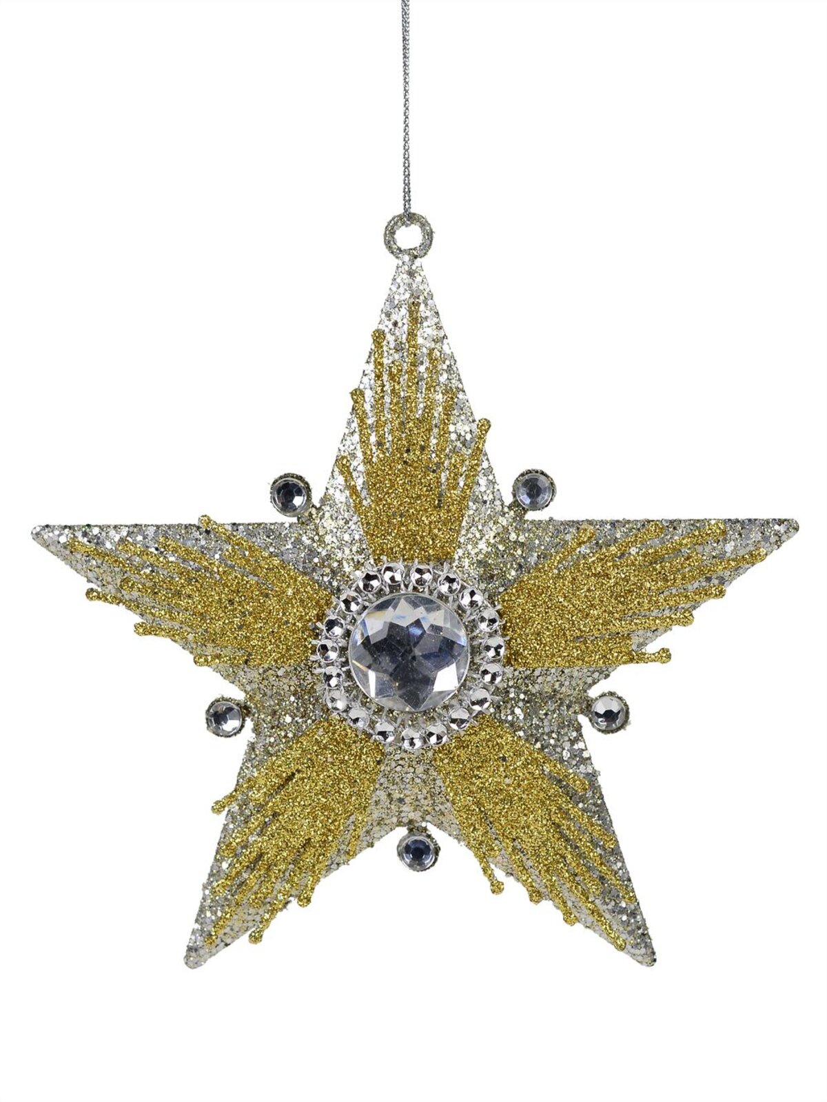 Silver Star With Embellishments Christmas Tree Hanging Decoration - 13cm