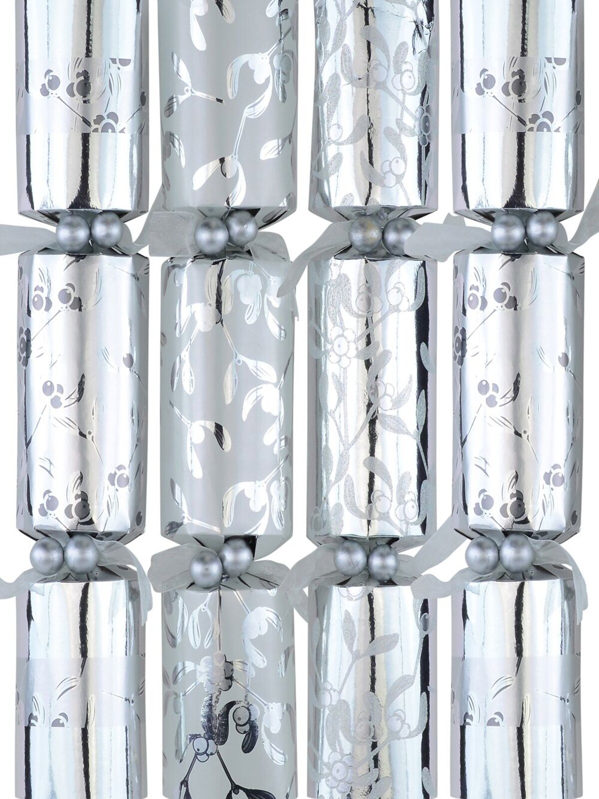 Silver & White With Berry Vine Design Christmas Cracker Bon Bons - 6 x 36cm