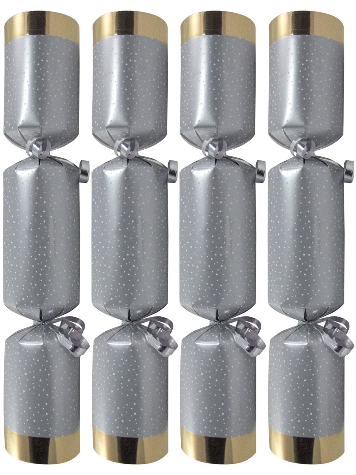 Silver With Small White Dots & Gold Trim Bon Bons - 12 x 30cm