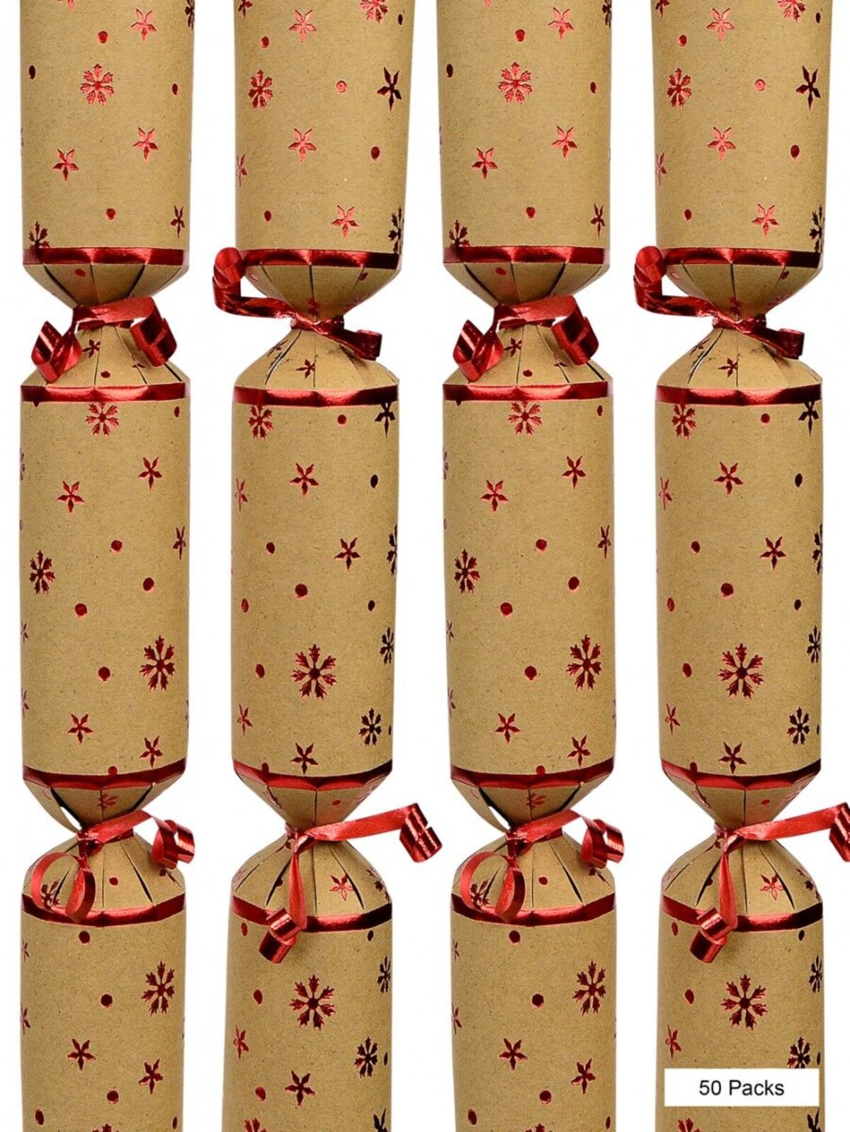 Snowflake & Star Design Craft Paper Christmas Cracker Bon Bons - 100 x 28cm