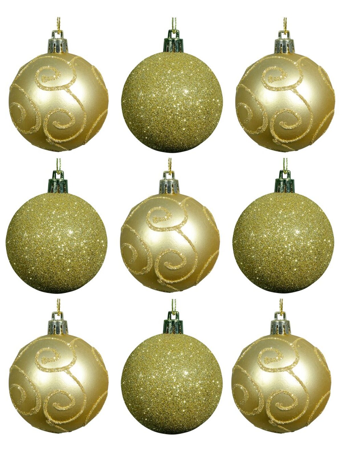 Soft Gold Glitter & Matte Gold With Gold Glitter Swirls - 9 x 60mm