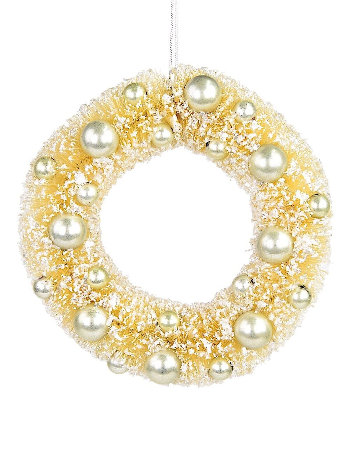 Soft Gold Sisal Wreath With Champagne Ball Decorations - 20cm