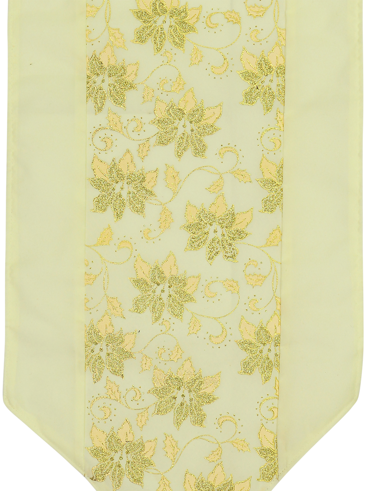 Soft Gold Table Runner With Gold Glitter Flower Design - 1.8m