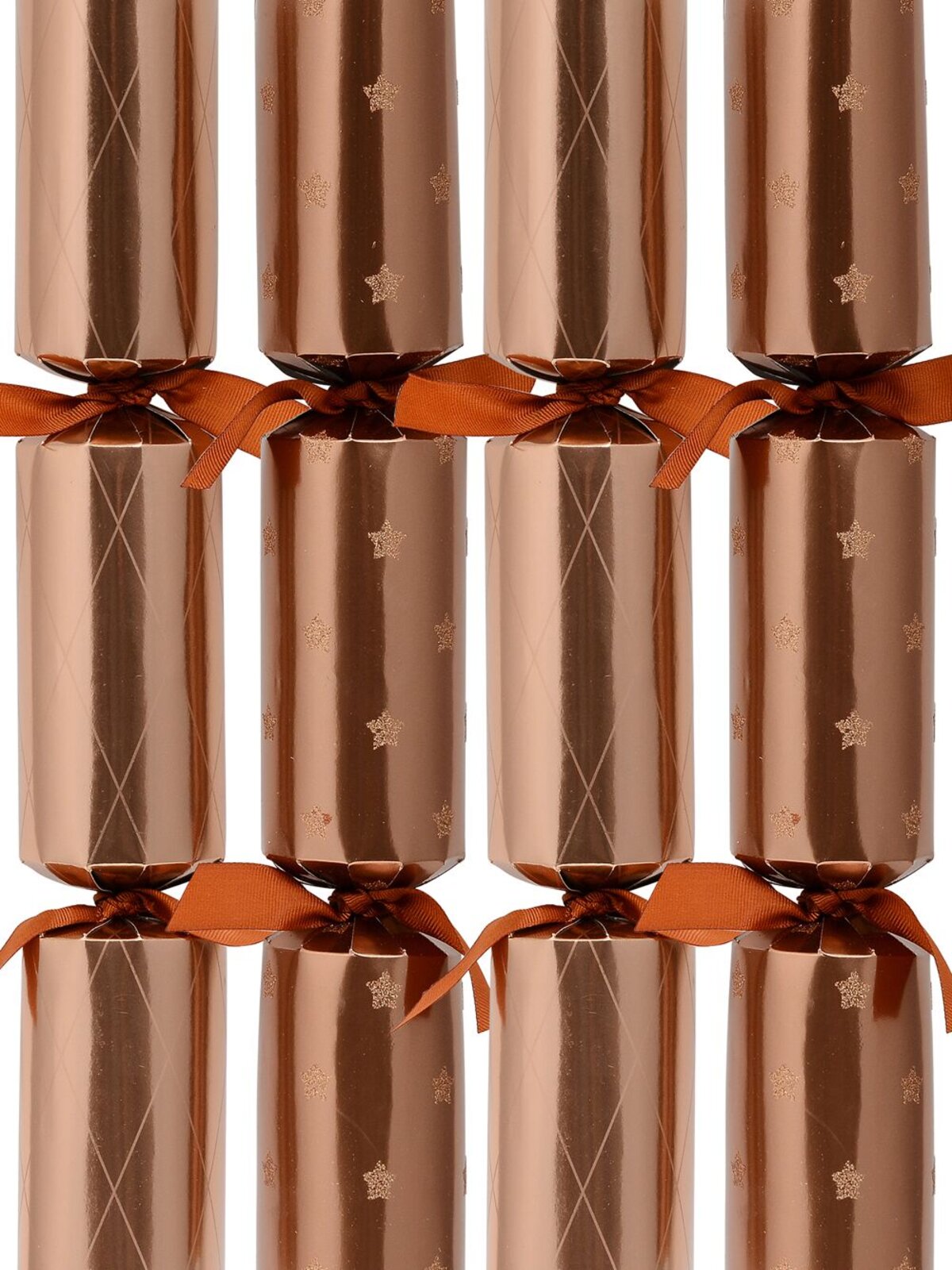 Star & Diamond Pattern Shiny Copper Christmas Cracker Bon Bons - 8 x 36cm