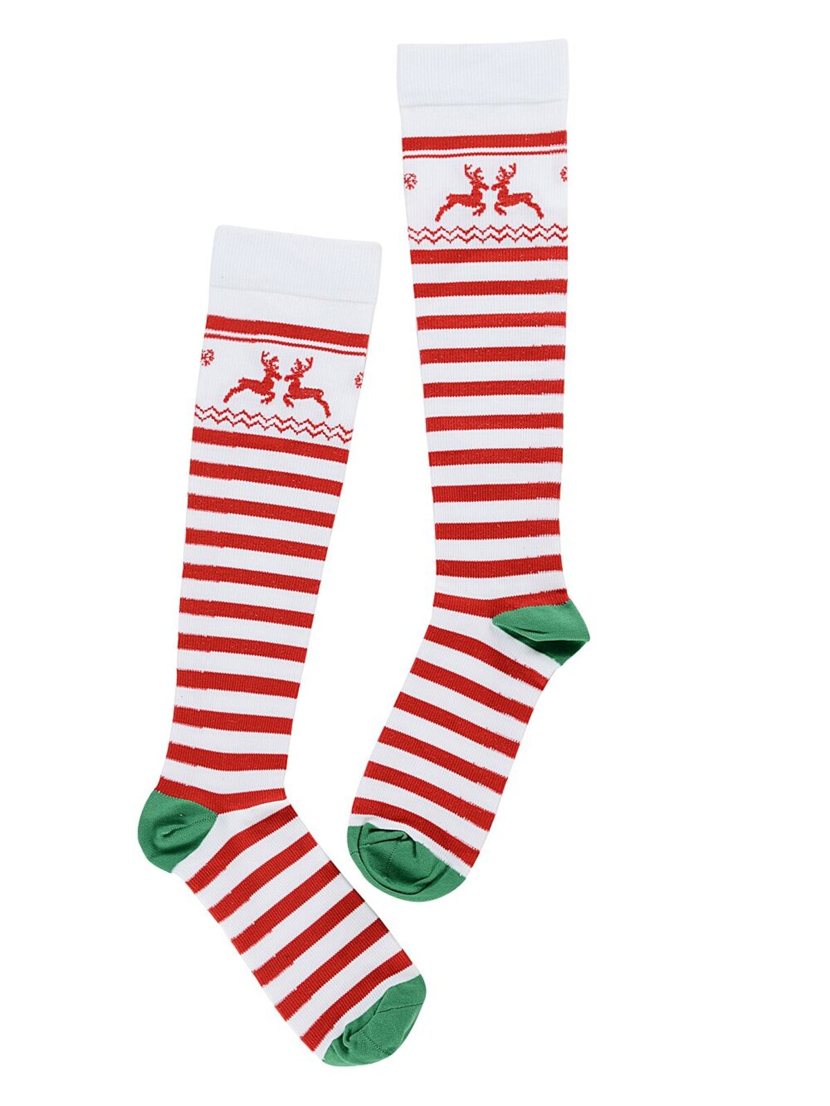 Sweater Theme Red & White Stripe Long Christmas Socks - One Size Fits Most