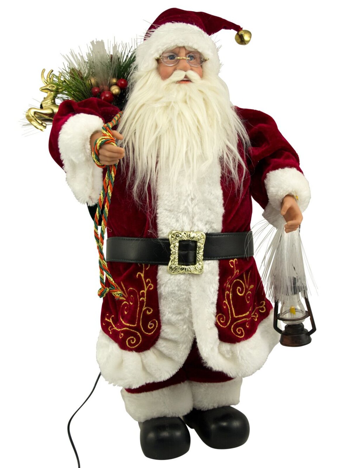 Traditional Santa With Lantern & Sack Fibre Optic Animation - 46cm