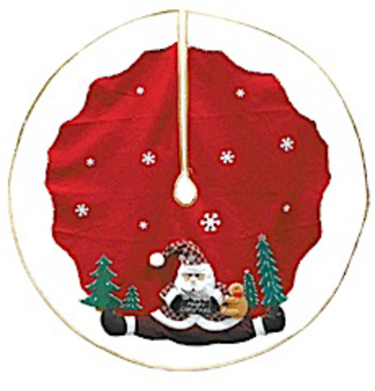 TREE SKIRT - 3 D SANTA WITH MERRY CHRISTMAS - 1.22 METRES