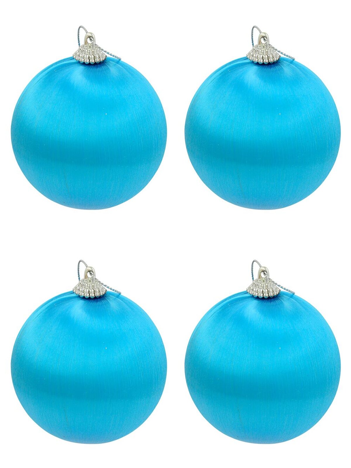 Turquoise Blue Silk Thread Christmas Bauble Decorations - 8 x 75mm